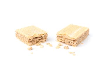 Vanilla wafer biscuit isolated on white background.