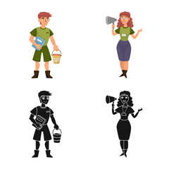 Vector design of nature and fun logo. Collection of nature and entertainment vector icon for stock.