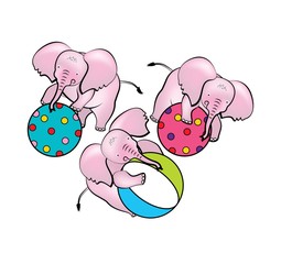 Happy adorable baby elephants playing