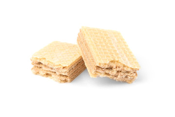 Vanilla wafer biscuit isolated on white background.