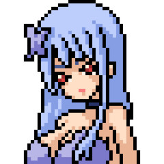 vector pixel art anime girl