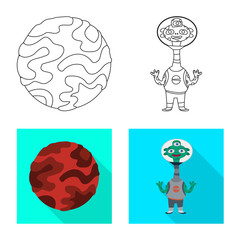 Vector design of astronomy and technology logo. Set of astronomy and sky vector icon for stock.