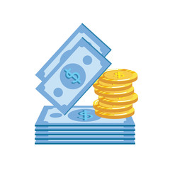 coins and bills money dollars icons