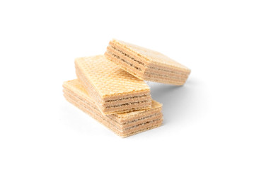 Vanilla wafer biscuit isolated on white background.