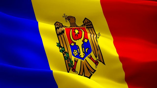 Moldova Flag Wave Loop waving in wind. Realistic Moldovan Flag background. Moldova Flag Looping Closeup 1080p Full HD 1920X1080 footage. Moldova Chisinau European country flags/ Other HD flags availab