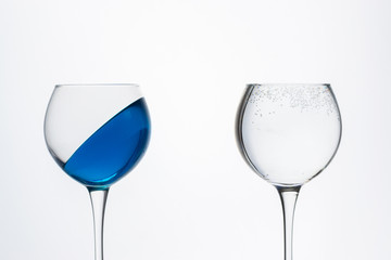 Blue jelly drink in a transparent glass