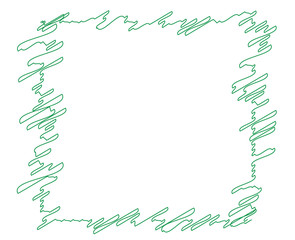 Green minimalistic frame in the form of hand-drawn curls