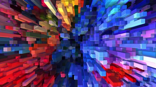 Colorful Abstract Cubes Moving Randomly