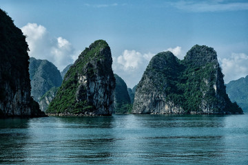 Karst landscape by Halong Bay in Vietnam.