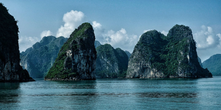 Karst landscape by Halong Bay in Vietnam.