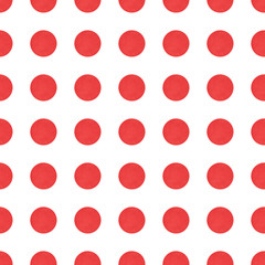 Seamless pattern with red polka dots on white background.Hand-drawn with alcohol-based markers