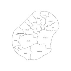 Vector isolated illustration of simplified administrative map of Nauru. Borders and names of the districts (regions). Black line silhouettes