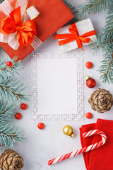 Christmas background with blank space. Wishlist mockup.