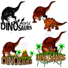 Set of logos dinosaur world with Tyrannosaurus Rex