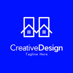 Real estate, house, building construction Logo design vector template. Modern minimalist line art for real estate, houses, hotels,	