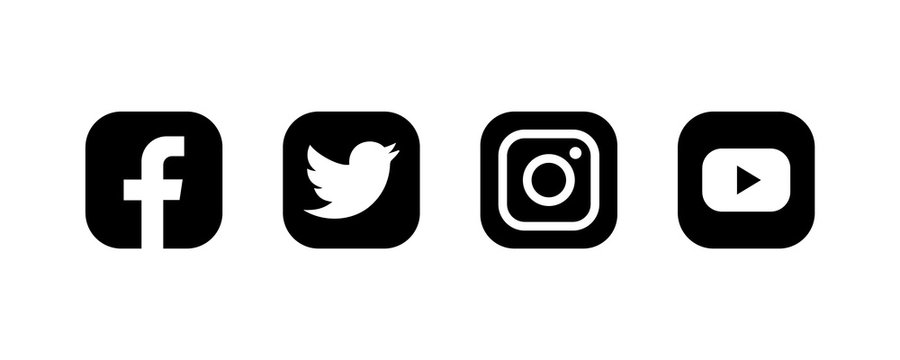 Set of facebook twitter instagram and youtube icons. Social media icons. Black colored set. illustration