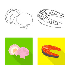 Vector design of fresh and restaurant icon. Collection of fresh and marine stock symbol for web.