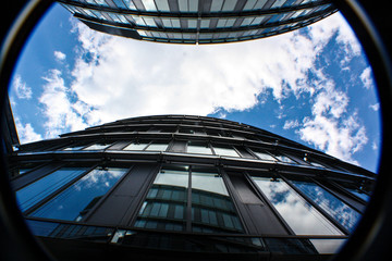 Media and financial district House fronts and skyscrapers