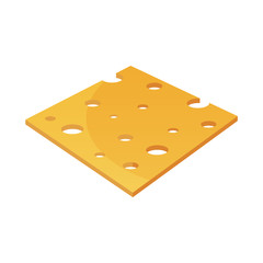 Slice of cheese. Object for packaging, advertisements, menu. Isolated on white. Vector illustration. Realistic.