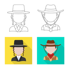 Isolated object of imitator and resident icon. Collection of imitator and culture stock vector illustration.