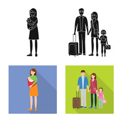 Vector illustration of character and avatar icon. Collection of character and portrait stock symbol for web.