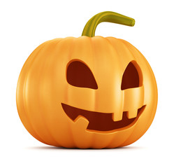 Scary Halloween pumpkin lantern with a candle inside. 3d render.