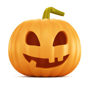 Scary Halloween pumpkin lantern with a candle inside. 3d render.