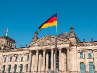 Fototapeta premium Reichstag building, seat of the German Parliament (Deutscher Bundestag) in Berlin, Germany