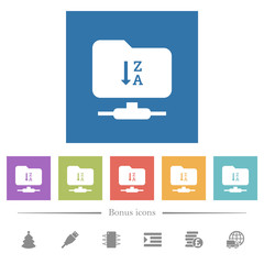 FTP sort descending flat white icons in square backgrounds