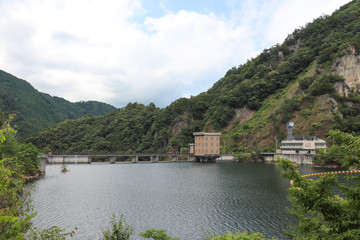 Fototapeta na wymiar 朝霧湖と大島ダム（愛知県新城市）,asagiri lake,shinshiro city,aichi pref,japan