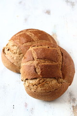 Bread, whole grain wheat bread on a white background