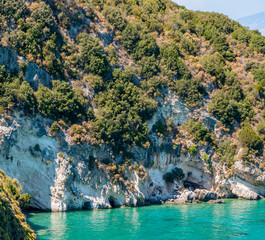 Naklejka na ściany i meble Zakynthos Island, Greece. Culture and sea and mountain holidays. Xigia beach.