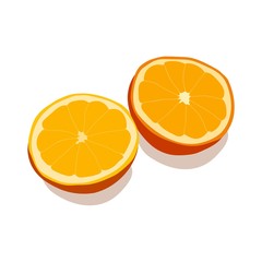 Halved orange. Still life of citrus oranges.