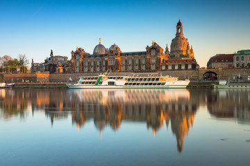 Beautiful sunset in Dresden at Elbe River, Saxony. Germany