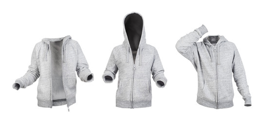 Blank white hoodies frontside isolated on a white background