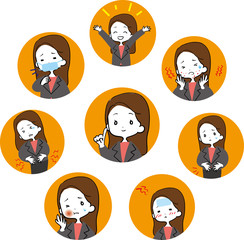 体調不良のビジネスウーマンアイコン