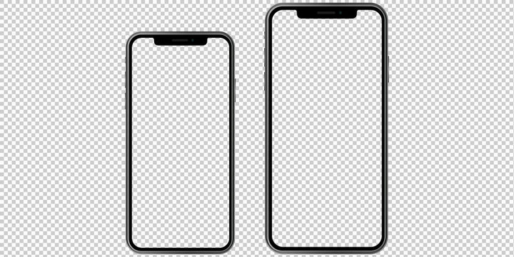 Set of 2 realistic new phones. Ideal for marketing, web design, ui and ux. Vector template