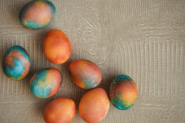painted chicken eggs. Easter egg.