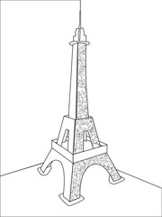 The architectural structure of the Great Tower from Paris. Coloring Eiffel Tower for kids.