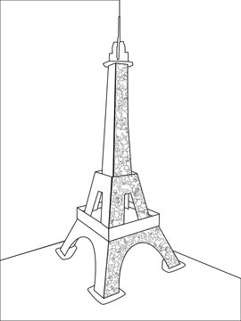 The architectural structure of the Great Tower from Paris. Coloring Eiffel Tower for kids.