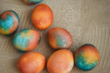 painted chicken eggs. Easter egg.
