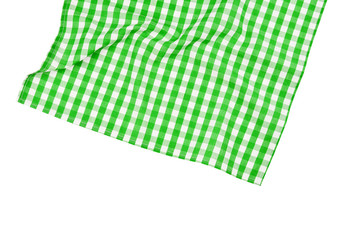 Green napkin isolated on white background. Copy space.