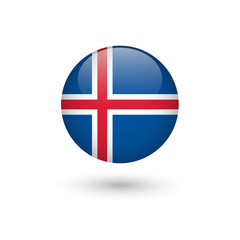 Iceland flag round glossy