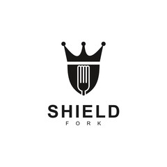 fork and shield logo template, food design vector