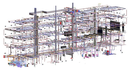 BIM model conceptual visualization of the utilities of the building