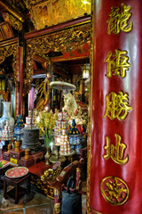 Hanoi, Vietnam - August 29: Inside the Bach Ma Temple located in the old quarter of Hanoi on August 29, 2018 in Hanoi, Vietnam.