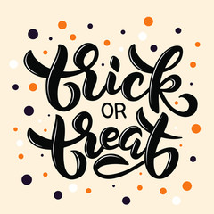 Vector illustration trick or treat for card, invintation, sticker, banner. Template lettering typography poster