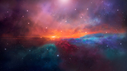 Obraz na płótnie Canvas Space background. Colorful nebula with stars. Elements furnished by NASA. 3D rendering