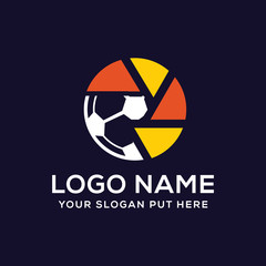 Creative sports camera shot logo vector design template 