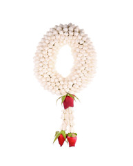 Jasmine garland on white background